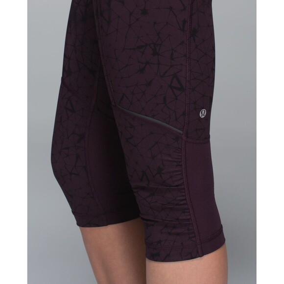 Lululemon Stash It Crop Leggings Womens 8 Burgundy Star Crushed Black Cherry - Picture 5 of 16